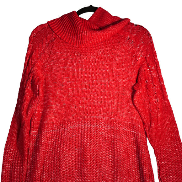 NEW Liz Claiborne Sweater Womens Medium Heathered Red with Silver Cowl Neck - Picture 5 of 6